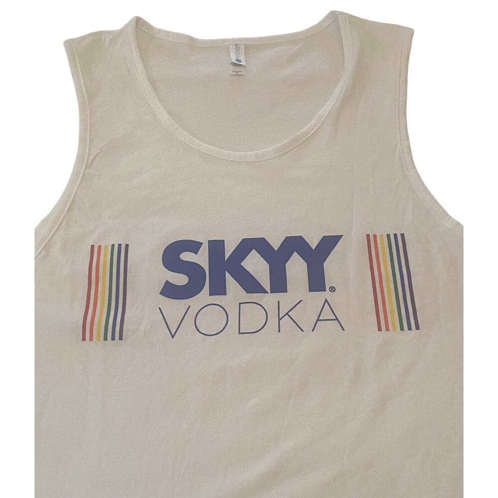 SKYY Vodka PRIDE Unisex Size X-Large White 100% Cotton Tank Top Rainbow Colors - Picture 3 of 15